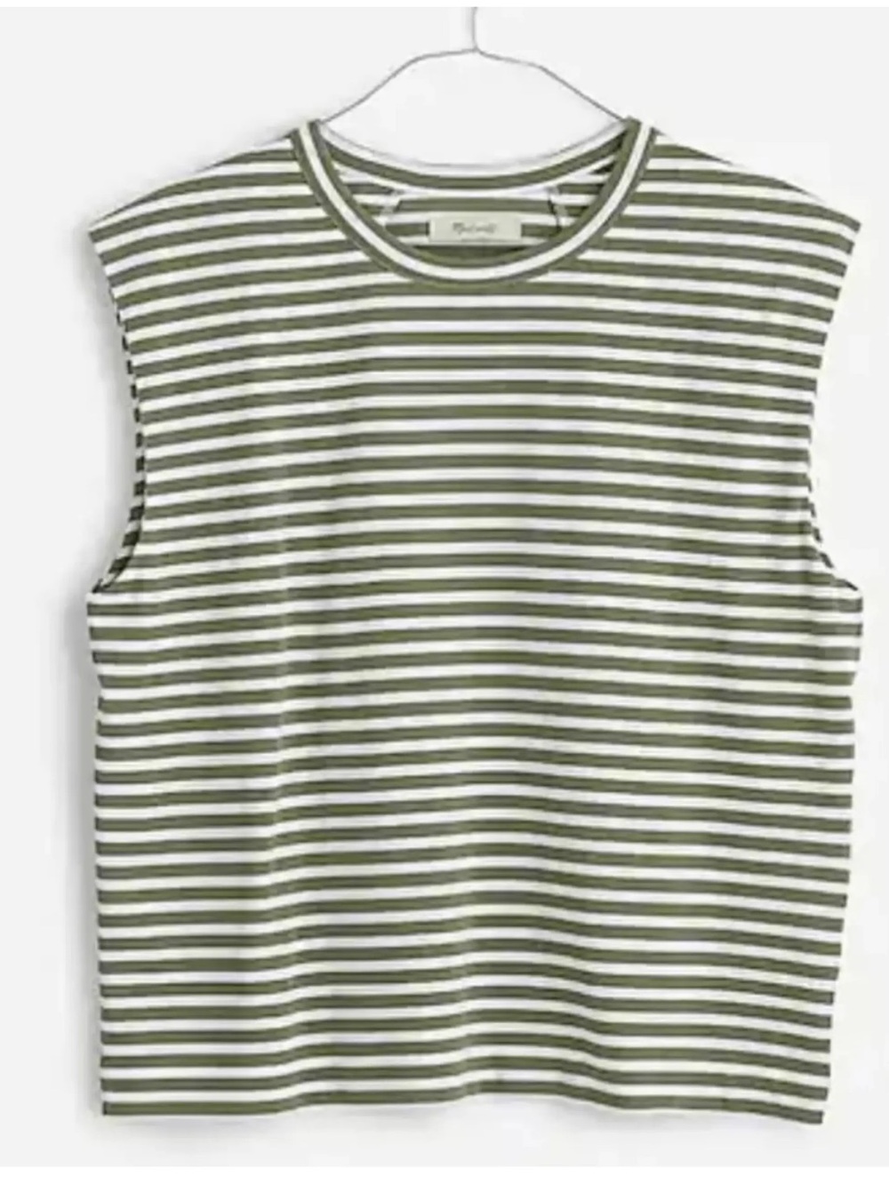 Madewell Olive & White Striped Muscle Tank - Size M